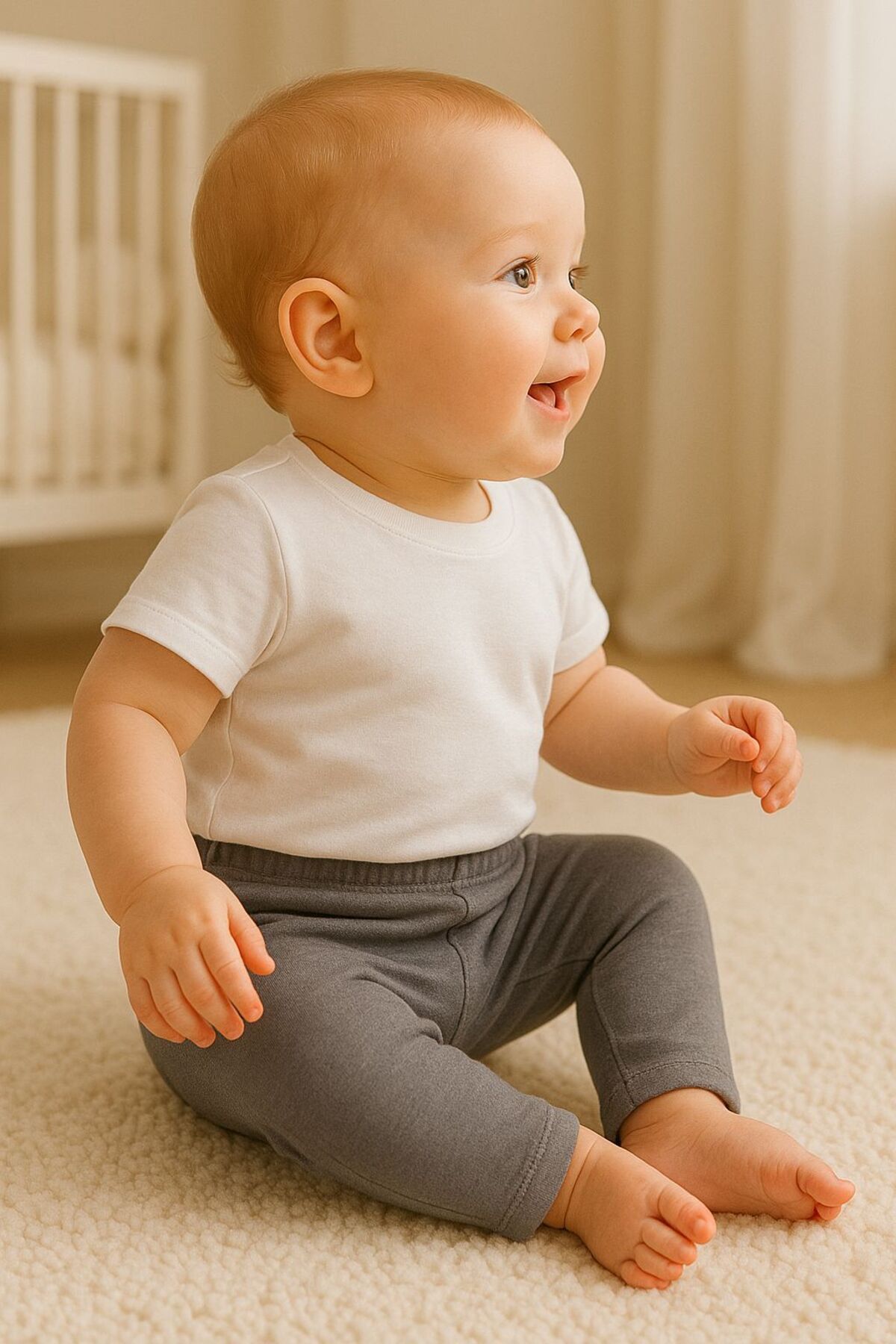 Unisex Bebek Üçlü Düz Renkli Organik Kumaş 3'Lü Tayt Seti İlkbahar Yazlık 3-12 Ay